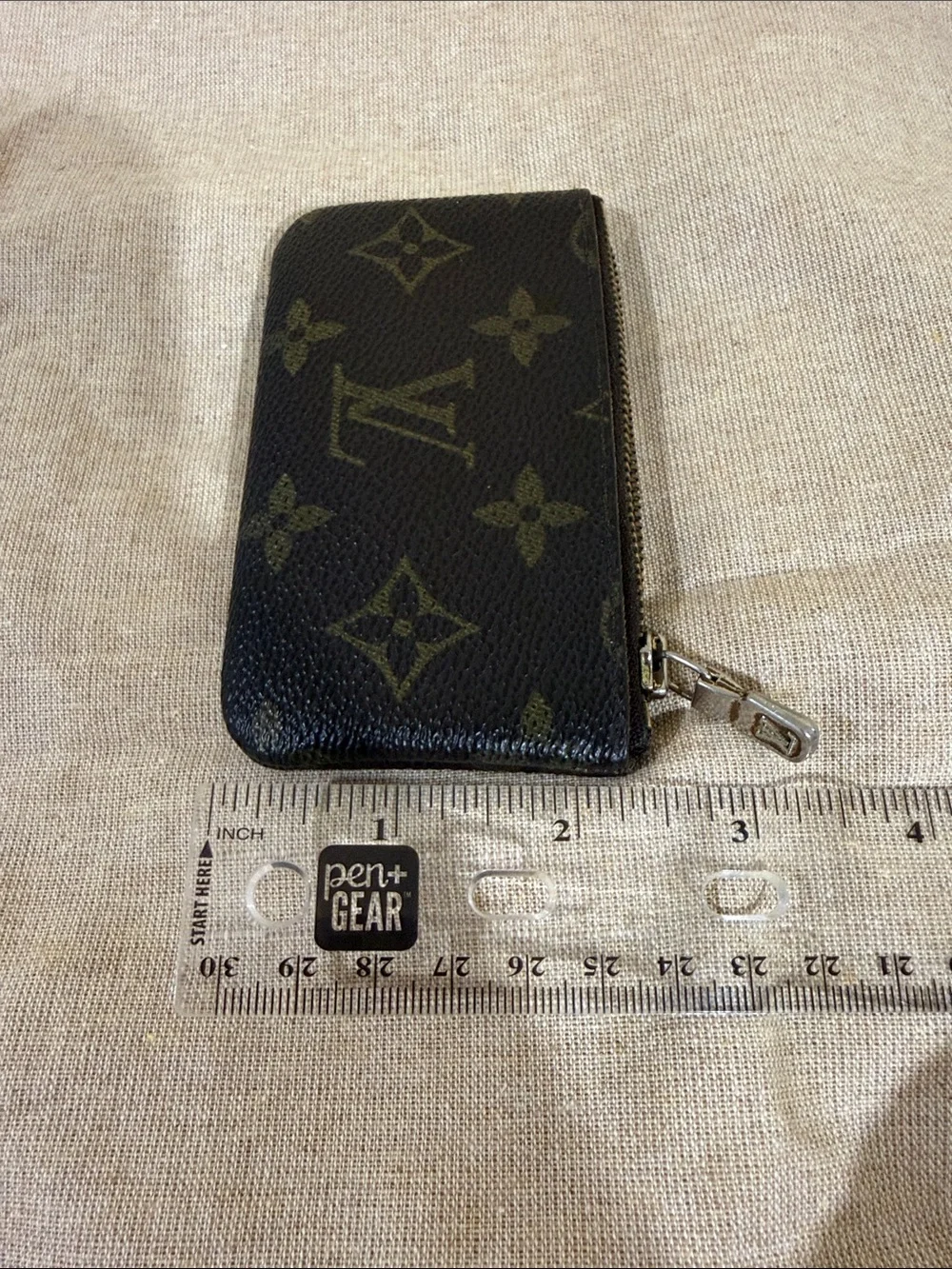 Authentic Louis Vuitton Brown Monogram Zip coin Mini Card Holder